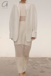 SWAYING/KNIT See-Through Panel Sleeveless Dress SW22SSL05 Apricot PS49